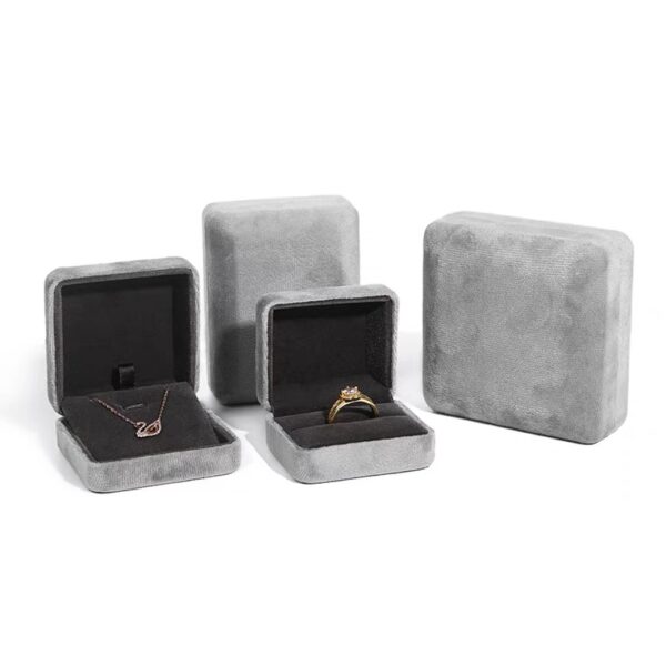 Velvet plastic jewelry box grey
