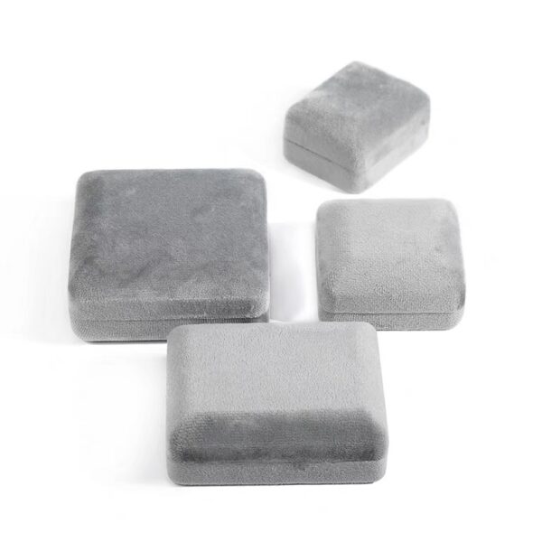 Velvet plastic jewelry box grey