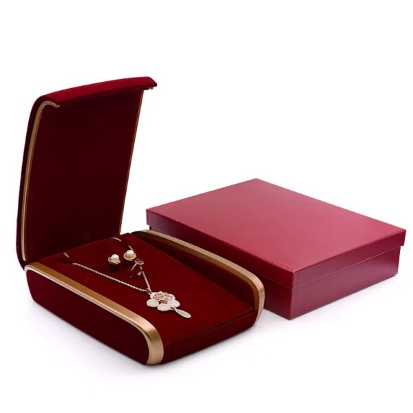 Flip top velvet plastic jewelry box red