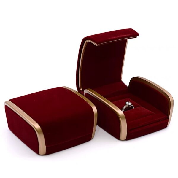 Flip top velvet plastic jewelry box red