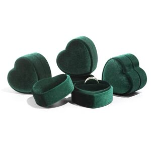 Heart corduroy plastic jewelry box dark green