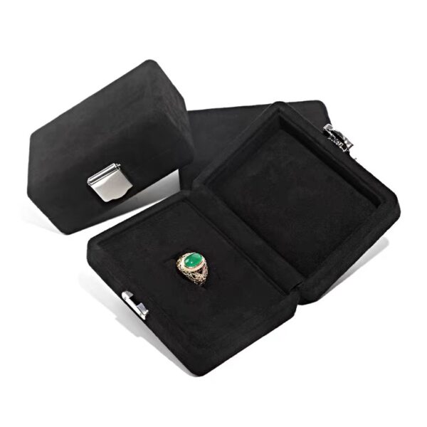 Velvet plastic jewelry box buckle black