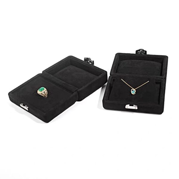 Velvet plastic jewelry box buckle black