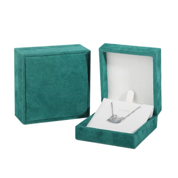 Faux leather plastic jewelry box dark green