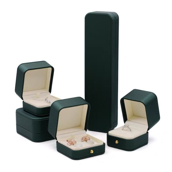 PU leather plastic jewelry box dark green