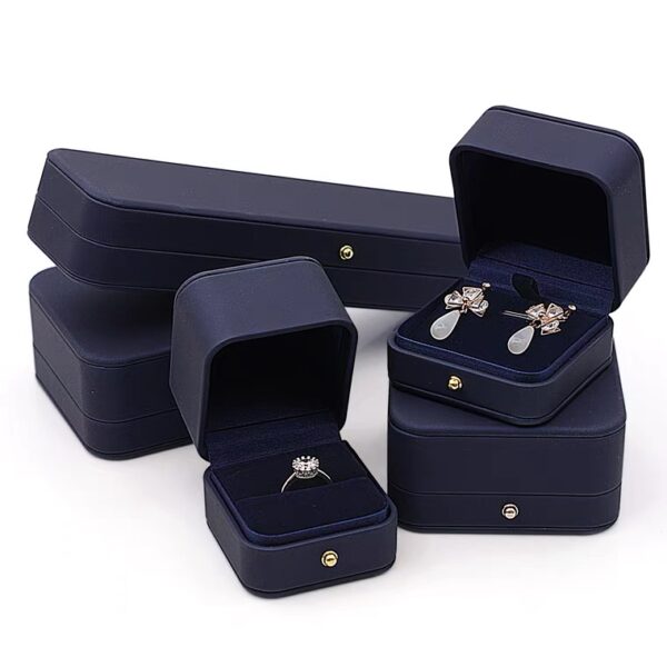 PU leather plastic jewelry box royal blue