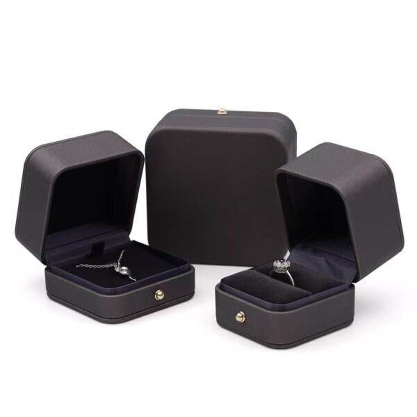 PU leather plastic jewelry box dark grey