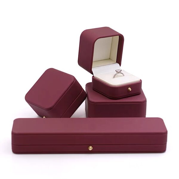 PU leather plastic jewelry box red
