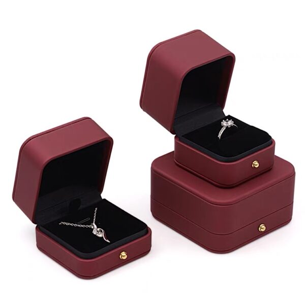 PU leather plastic jewelry box red black