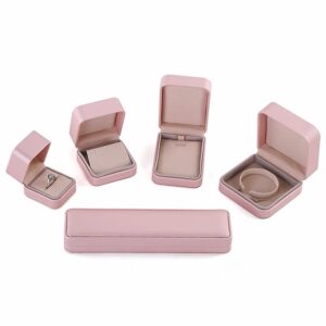 PU leather plastic jewelry box pink