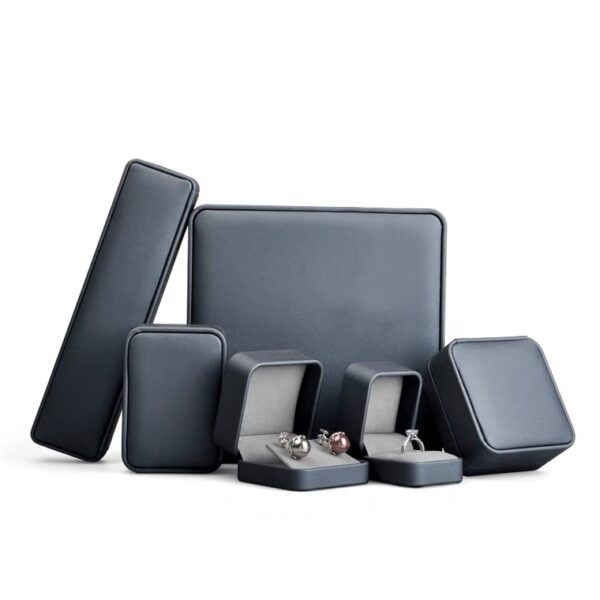 PU leather plastic jewelry box grey