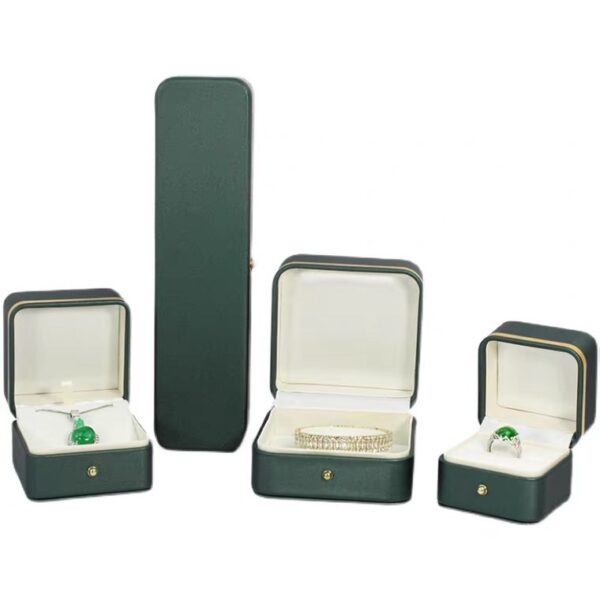 PU leather plastic jewelry box army green