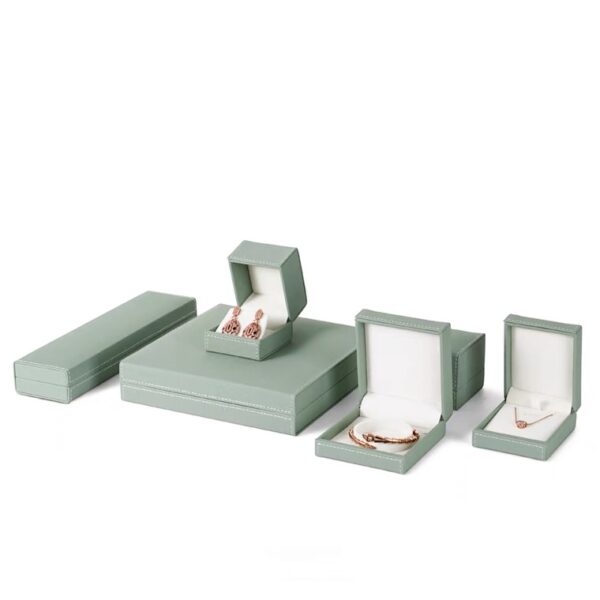PU leather plastic jewelry box celadon