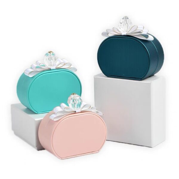 Semi-circle PU leather plastic jewelry box flower