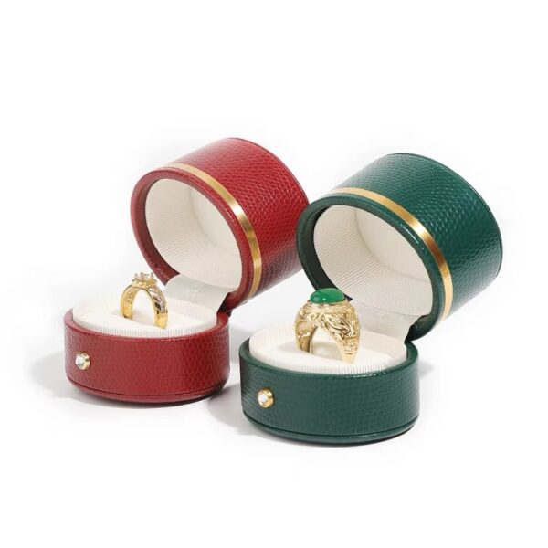 Round PU leather plastic jewelry box