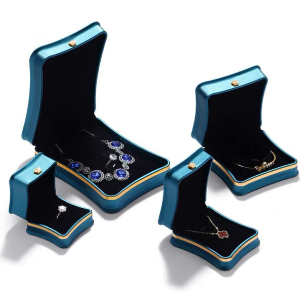 PU leather plastic jewelry box shrink lake blue