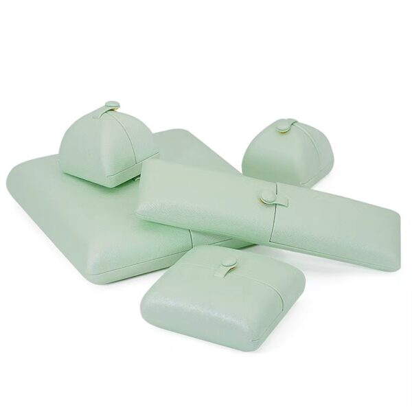 Tent top PU leather plastic jewelry box light green