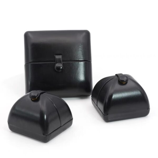 Tent top PU leather plastic jewelry box black