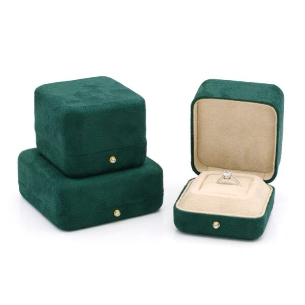 Microfiber iron jewelry box dark green