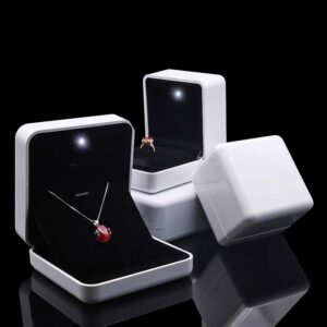 Rubber painting LED jewelry box white black