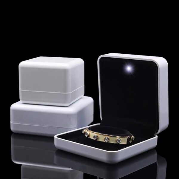 Rubber painting LED jewelry box white black