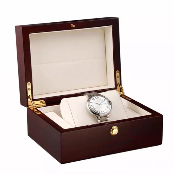Polishing wooden watch box texture red