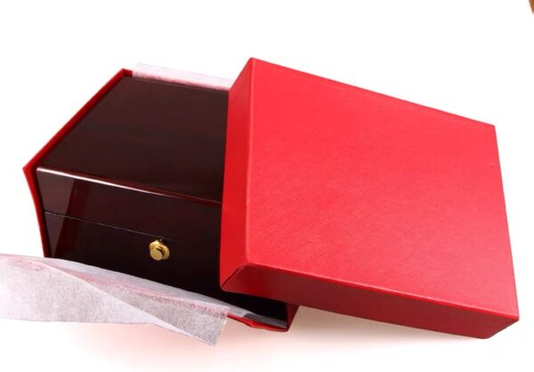 Polishing wooden watch box texture red