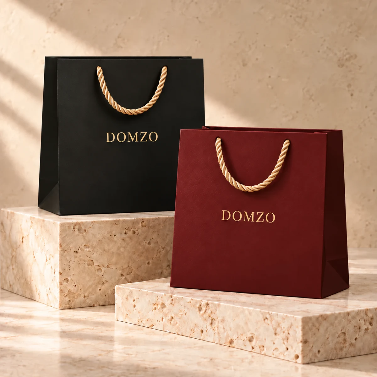 Custom jewelry paper bags with logo in black and burgundy